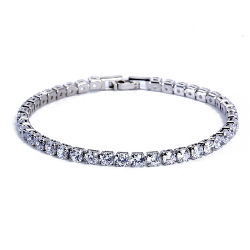Brățară Tennis unisex cu zirconia albă, 4 mm, 19 cm