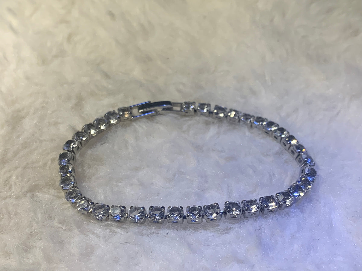 Brățară Tennis unisex cu zirconia albă, 4 mm, 19 cm